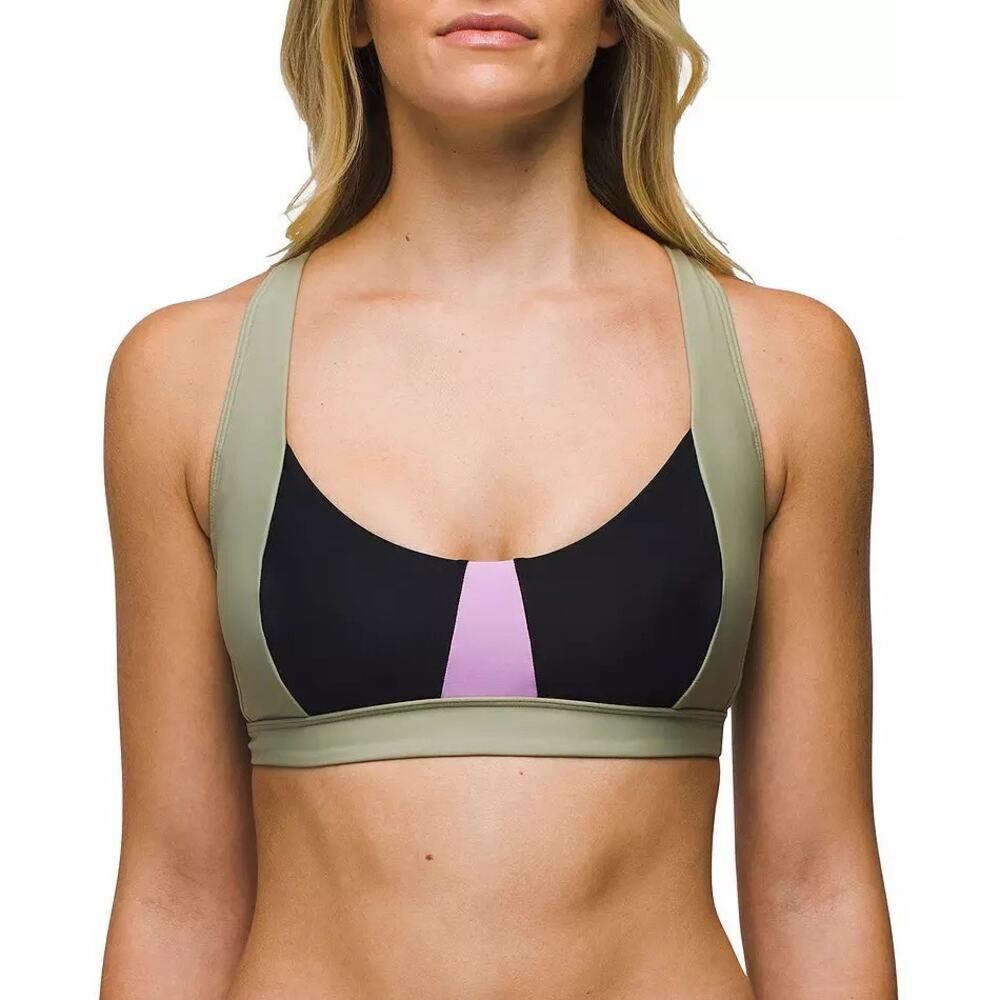 NWT Prana Tulum Bikini Top in Black Color Block - Size: Medium